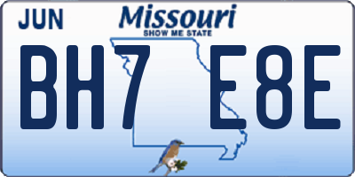 MO license plate BH7E8E