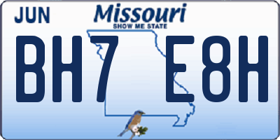 MO license plate BH7E8H