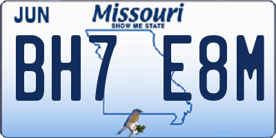 MO license plate BH7E8M