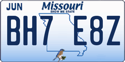 MO license plate BH7E8Z