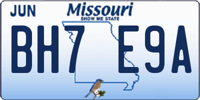 MO license plate BH7E9A