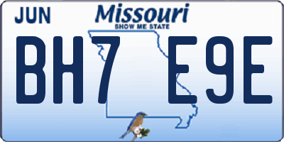MO license plate BH7E9E
