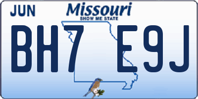 MO license plate BH7E9J