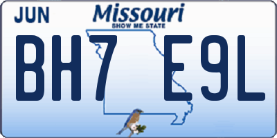 MO license plate BH7E9L