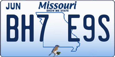 MO license plate BH7E9S