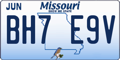 MO license plate BH7E9V