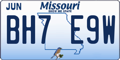 MO license plate BH7E9W
