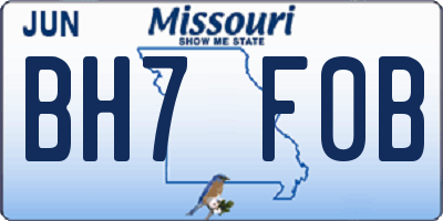 MO license plate BH7F0B