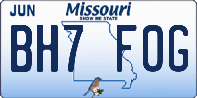 MO license plate BH7F0G