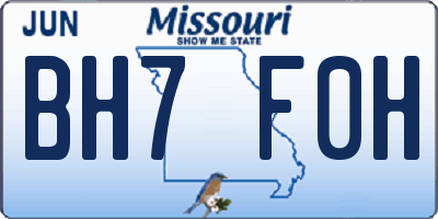 MO license plate BH7F0H