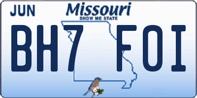 MO license plate BH7F0I