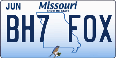 MO license plate BH7F0X