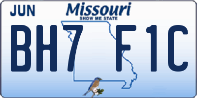 MO license plate BH7F1C