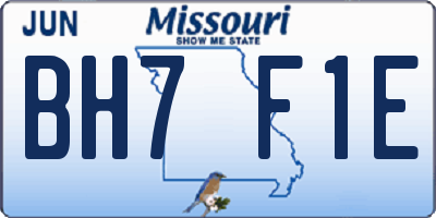 MO license plate BH7F1E