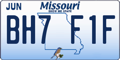 MO license plate BH7F1F
