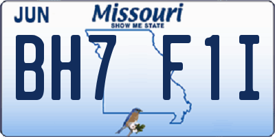 MO license plate BH7F1I