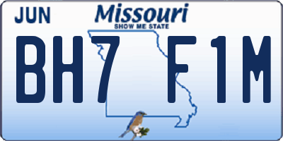 MO license plate BH7F1M