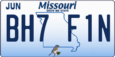 MO license plate BH7F1N