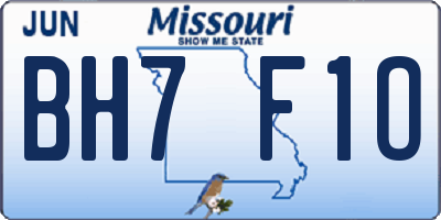 MO license plate BH7F1O