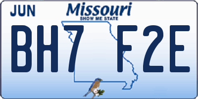MO license plate BH7F2E