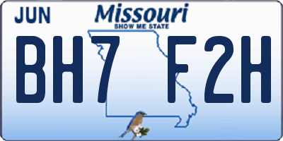 MO license plate BH7F2H