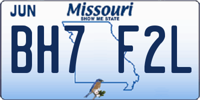 MO license plate BH7F2L