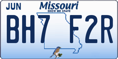 MO license plate BH7F2R