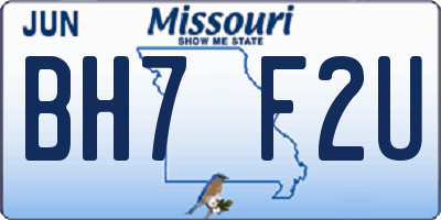 MO license plate BH7F2U