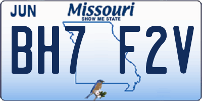 MO license plate BH7F2V
