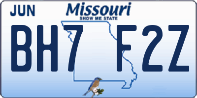 MO license plate BH7F2Z