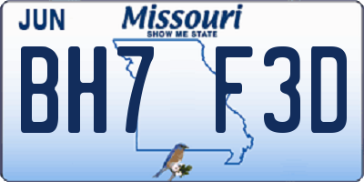 MO license plate BH7F3D