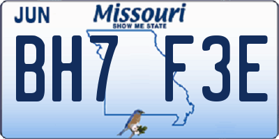 MO license plate BH7F3E