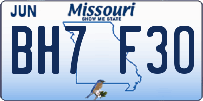 MO license plate BH7F3O