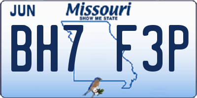 MO license plate BH7F3P
