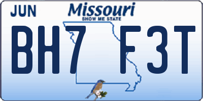MO license plate BH7F3T