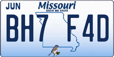 MO license plate BH7F4D
