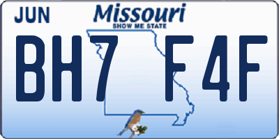 MO license plate BH7F4F