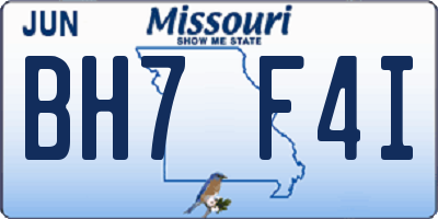MO license plate BH7F4I