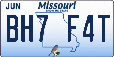 MO license plate BH7F4T