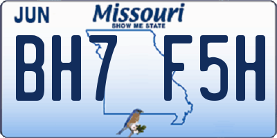 MO license plate BH7F5H