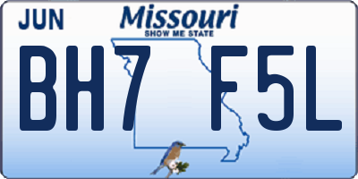 MO license plate BH7F5L