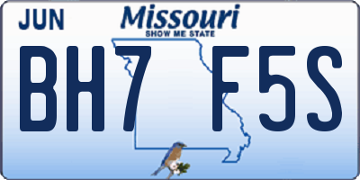 MO license plate BH7F5S