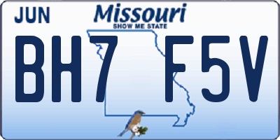 MO license plate BH7F5V