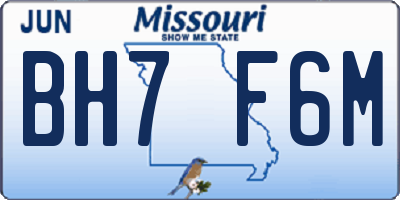 MO license plate BH7F6M