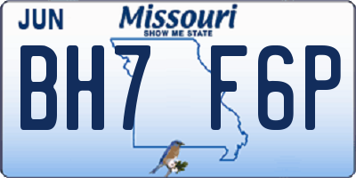 MO license plate BH7F6P