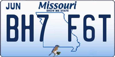 MO license plate BH7F6T