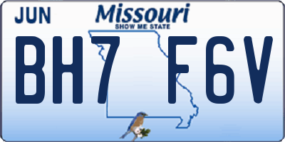 MO license plate BH7F6V