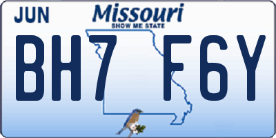 MO license plate BH7F6Y