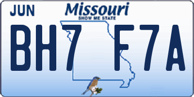 MO license plate BH7F7A