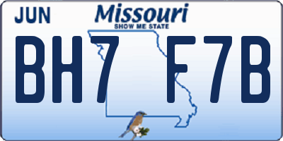MO license plate BH7F7B